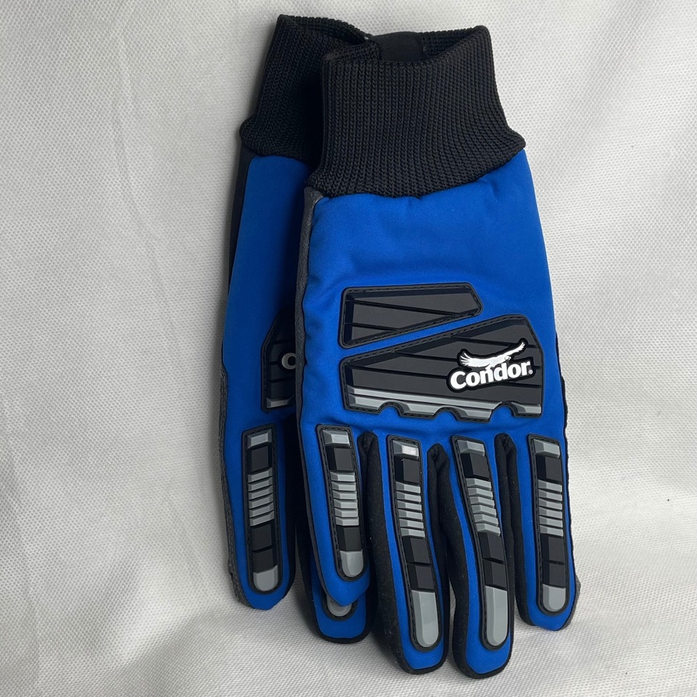 Condor Mechanics Impact Gloves Size Large Utility Safety Reinforced Blue 488C81